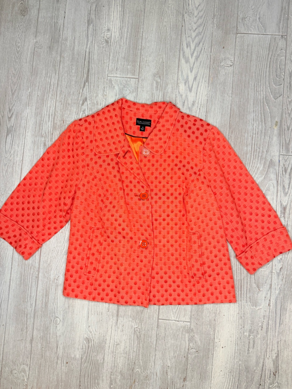 Dialogue cropped sleeve button front cartigan jacket blazer shirt size 1x